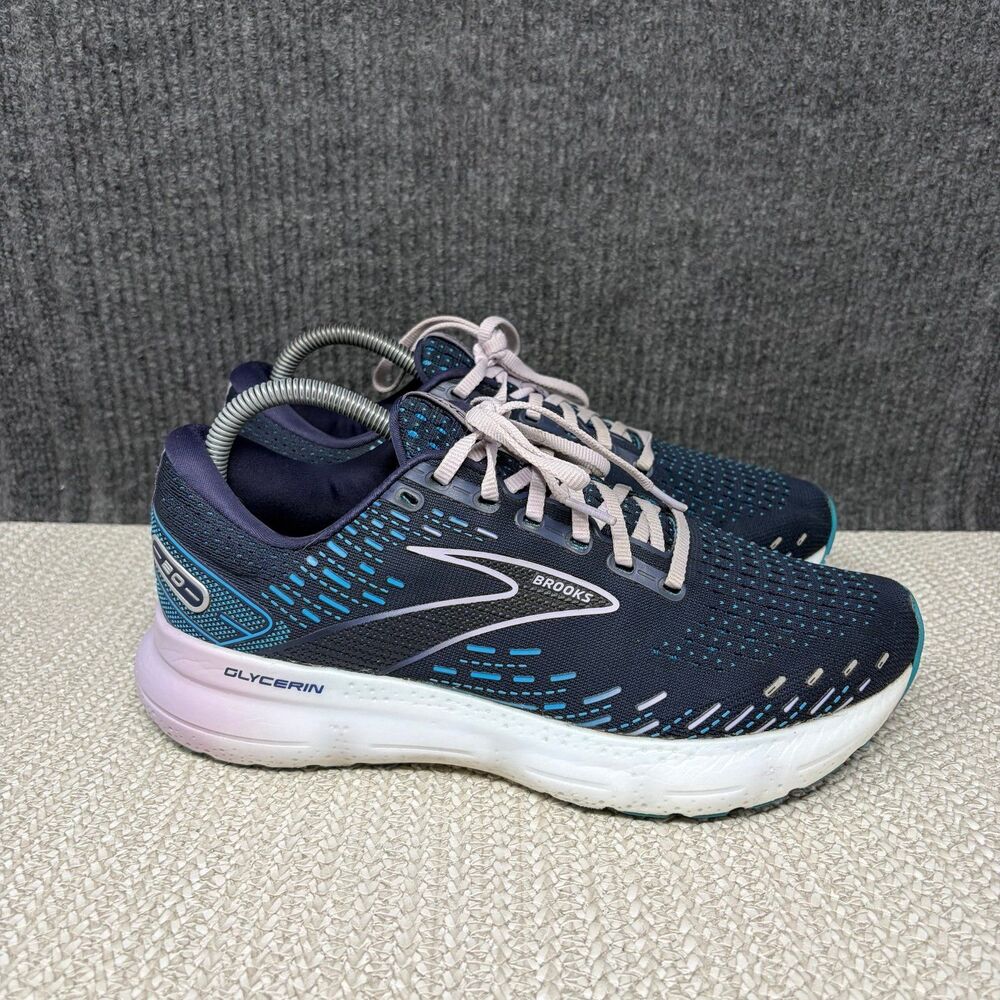 Brooks Glycerin 20 Peacoat Ocean Pastel Lilac Blue Running Shoes Womens 9.5 WIDE
